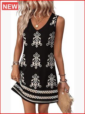 V Neck Sleeveless Lace Boho Summer Dress for Women 2026